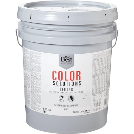 All-Source Color Solutions Latex Self-Priming Flat Ceiling Paint, White, 5 Gal. CS46W0840-20